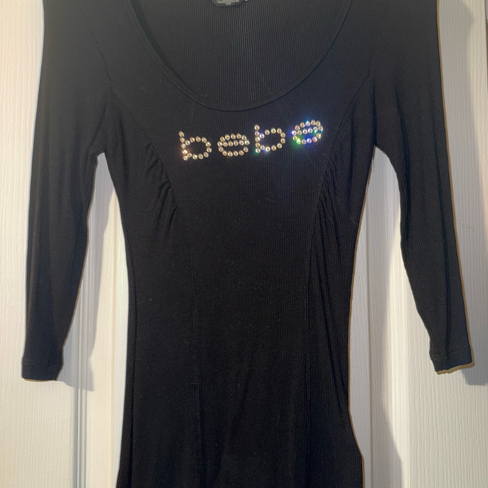 Bebe Black Embellished Fitted top